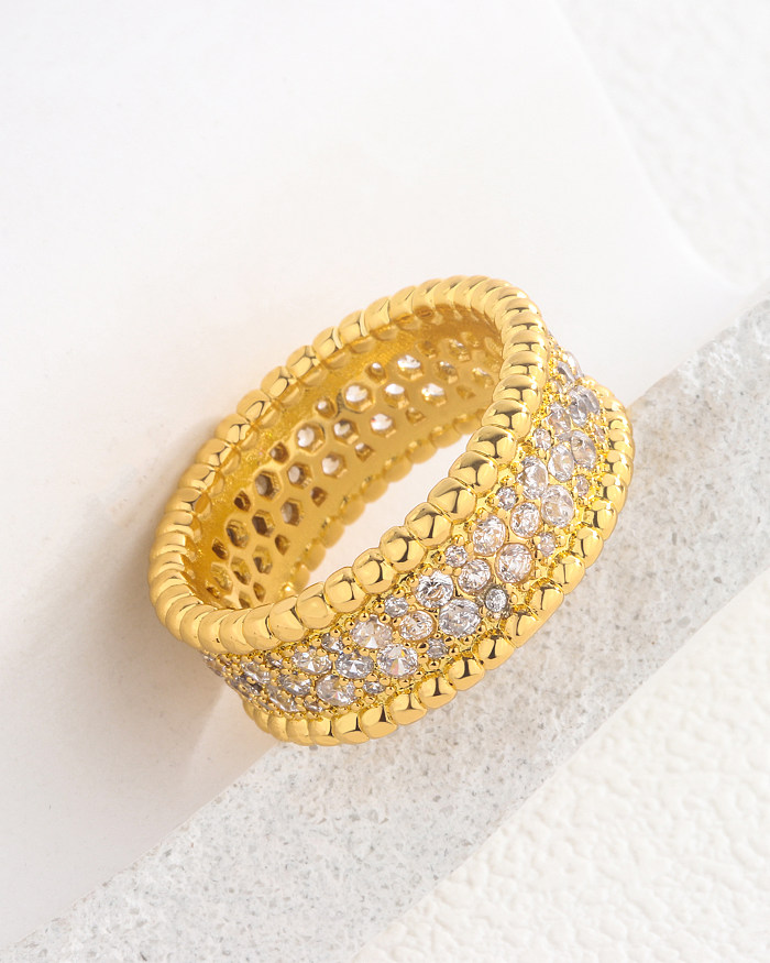 Süße, einfarbige, verkupferte Inlay-Zirkon-18-Karat-vergoldete, weißvergoldete Ringe
