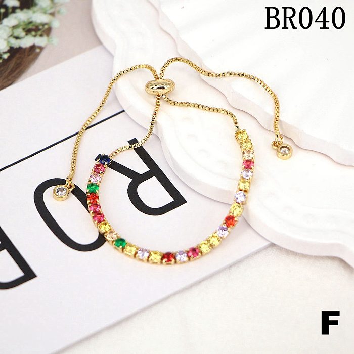 Micro-inlaid Color Zircon Basic Chain Fashion Simple Adjustable Pull Bracelet