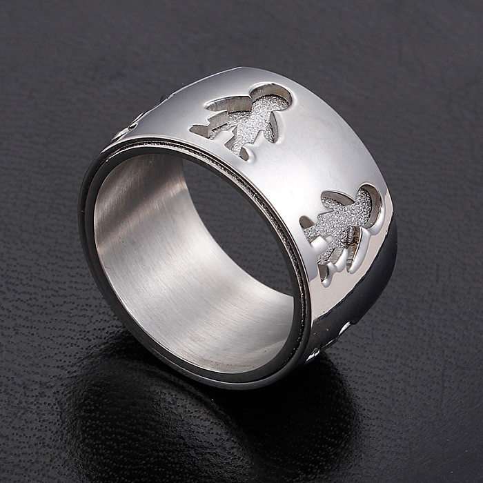 Anéis de aço titânio personagem de desenho animado da moda Anéis de aço inoxidável de metal
