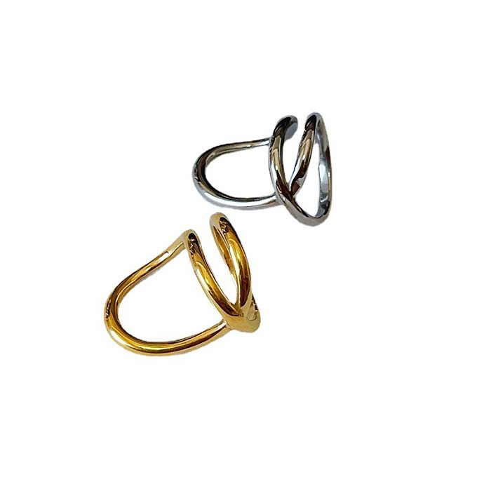 Lässige geometrische Ringe aus Titanstahl mit 18-Karat-Vergoldung in großen Mengen