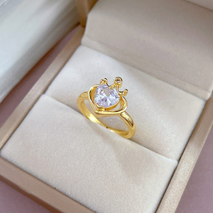 Offener Ring mit Messingeinlage und künstlichen Edelsteinen von Glam Crown, 1 Stück
