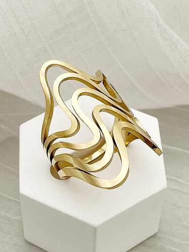 Classic Style Solid Color Stainless Steel Gold Plated Open Ring In Bulk