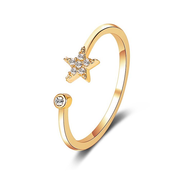 Korea Diamond Rings Sweet Simple Five-pointed Star Ring Fresh Wild Diamond-set Star Opening Women Ring Literary Jewelry Wholesale jewelry