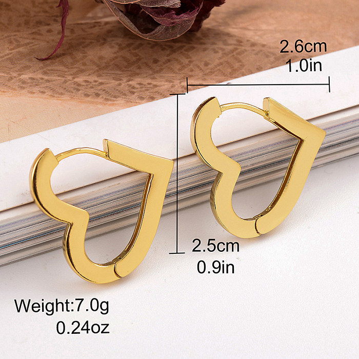 1 Pair IG Style Simple Style Pentagram Heart Shape Plating Copper 18K Gold Plated Earrings