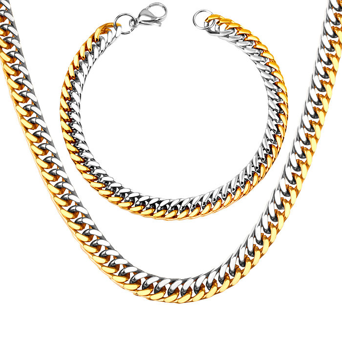 Damen-Halskette mit einfarbigen Armbändern aus Edelstahl