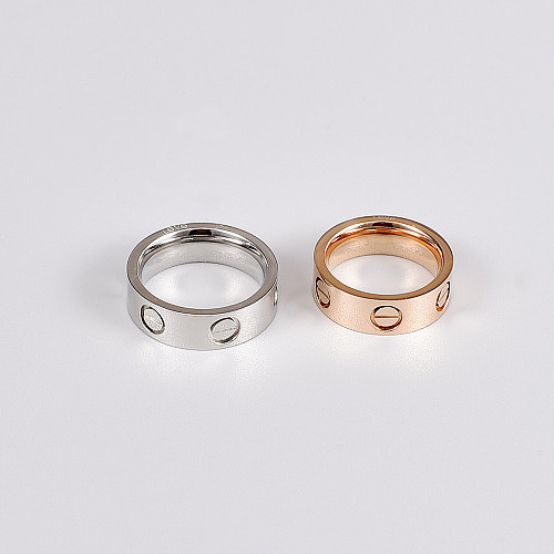 Anneaux géométriques en acier titane à la mode, anneaux en cuivre plaqués