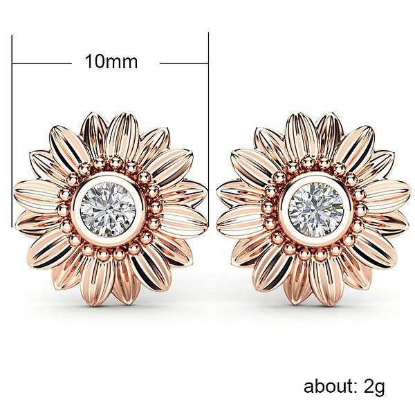 1 Pair Sweet Flower Plating Inlay Sterling Silver Copper Artificial Gemstones Ear Studs