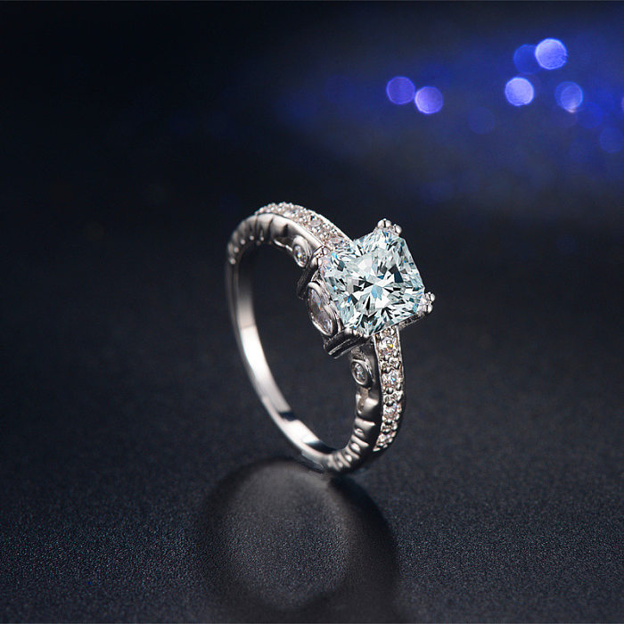 Elegant Classic Style Heart Shape Copper Plating Inlay Zircon White Gold Plated Rhodium Plated Rings
