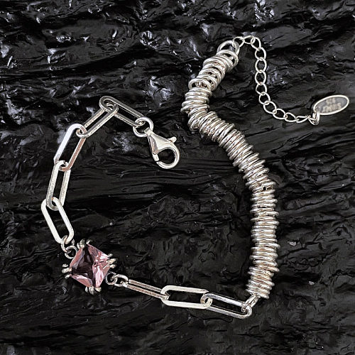 Bracelets de zircon incrustés de cuivre carrés de style simple