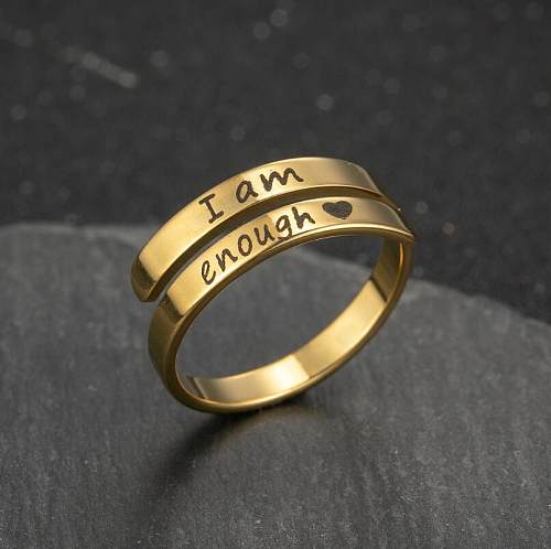 Offener Ring aus Edelstahl in modischer Buchstabenform in Herzform, 1 Stück