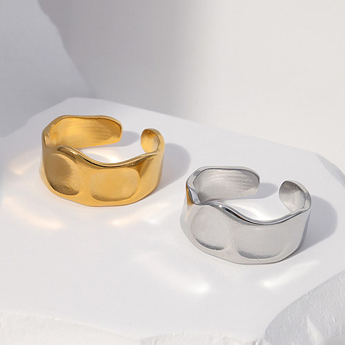 Modischer, geometrischer, einfarbiger offener Ring aus Edelstahl, 1 Stück