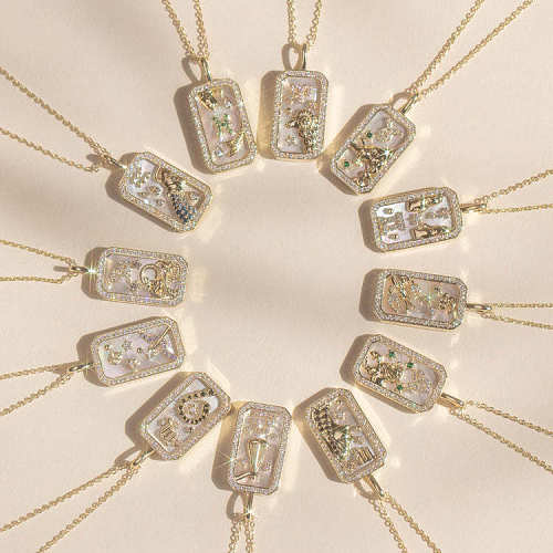 Casual Streetwear Constellation Copper Zircon Pendant Necklace In Bulk