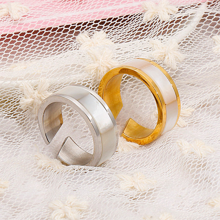18 Karat koreanischer Mode-Diamant-Shell-offener Titan-Ring Großhandelsschmuck