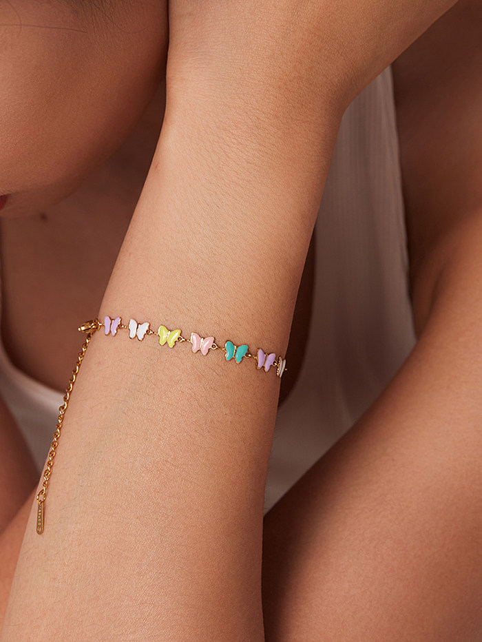 Mode-Schmetterlings-Armband-Halskette aus vergoldetem Edelstahl
