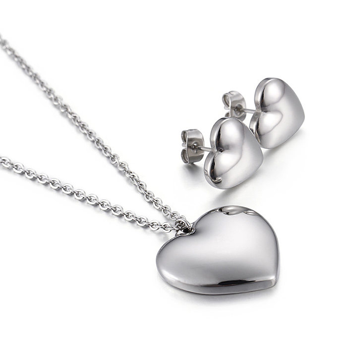 Heart-shaped Necklace Couple Earrings Fashion Titanium Steel Clavicle Necklace Earring Set