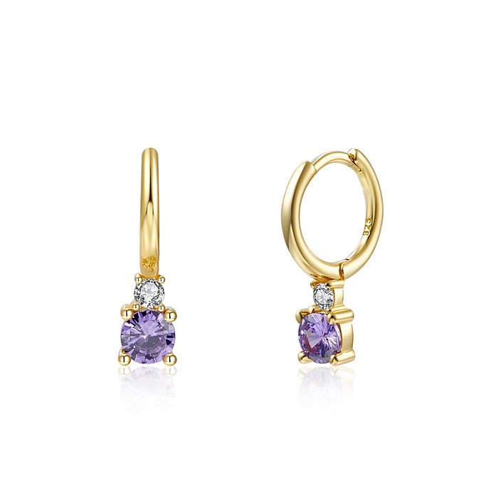 1 Pair Casual Elegant Round Copper Plating Inlay Zircon Gold Plated Drop Earrings