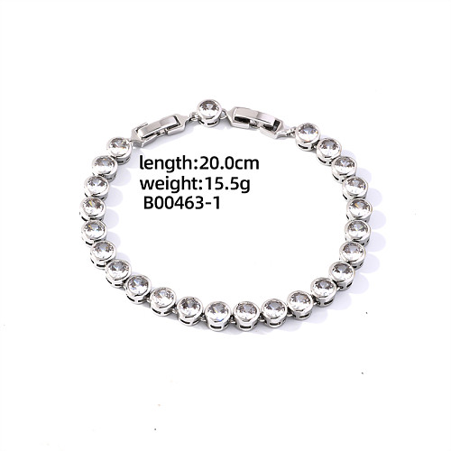 Casual Shiny Korean Style Geometric Water Droplets Heart Shape Copper Plating Inlay Zircon White Gold Plated Bracelets