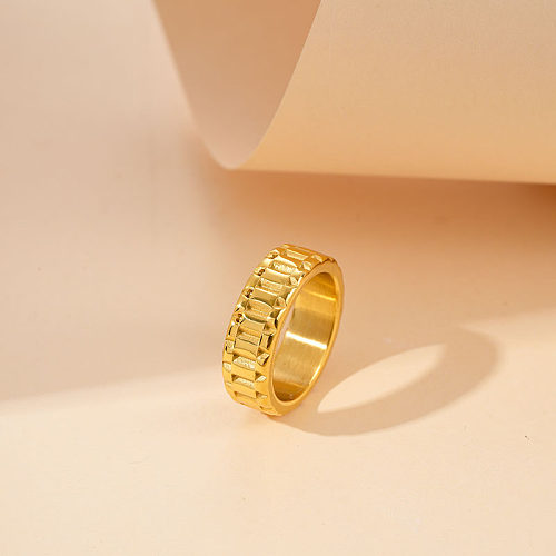 Wholesale Casual Modern Style Round Stainless Steel Plating Gold Plated Rings