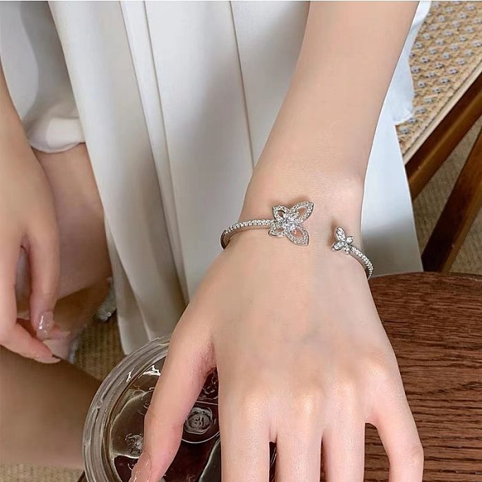 Lady Butterfly Kupfer-Inlay-Zirkon-Armband-Halskette