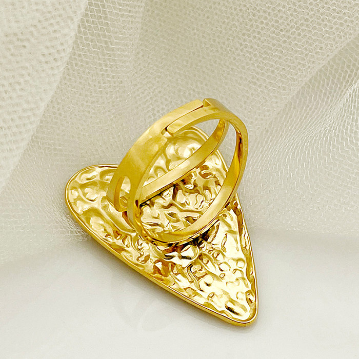 Anéis abertos banhados a ouro com chapeamento de aço inoxidável em formato de coração sexy exagerado