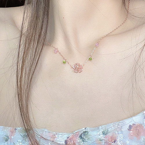 Collier plaqué cuivre fleur à la mode, 1 pièce