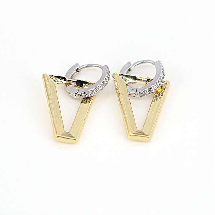 Simple Three-dimensional Triangle Simple Fashion Trendy Copper Earrings Wholesale