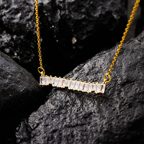 IG Style Simple Style Geometric Copper Plating Inlay Zircon 18K Gold Plated Necklace