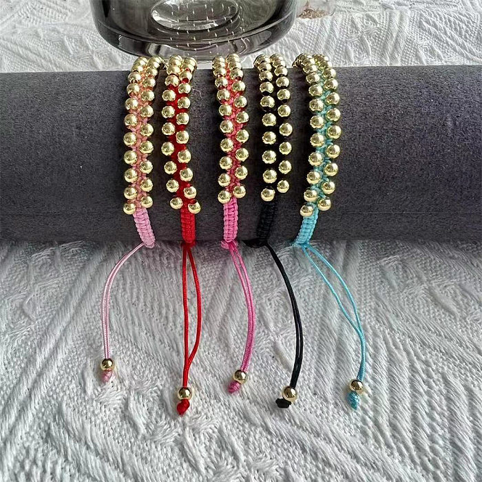 Hip-Hop Corde Ronde Cuivre Perlé Placage Bracelets 1 Pièce