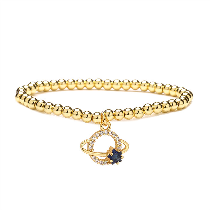 1 pieza de pulseras de circón con incrustaciones de perlas de cobre en forma de corazón y luna artística