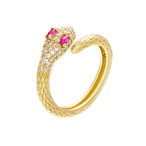 Wholesale Fashion Copper Micro Inlaid Zircon Cobra Adjustable Ring jewelry