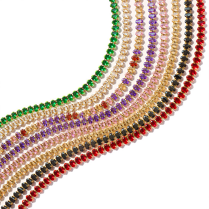 Geometrische Titanstahl-Zirkon-Armband-Halskette im ethnischen Stil