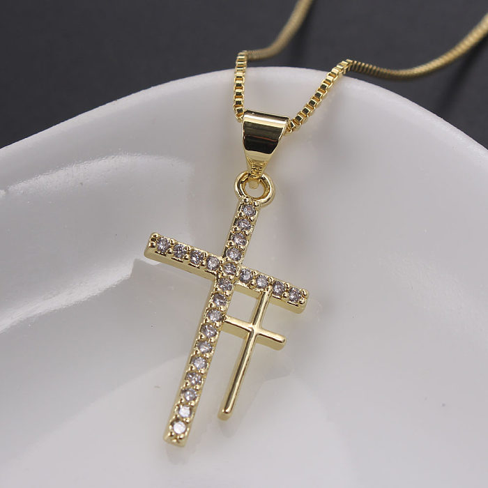 IG Style Hip-Hop Cool Style Kreuz Kupfer vergoldet Zirkon Anhänger Halskette in großen Mengen
