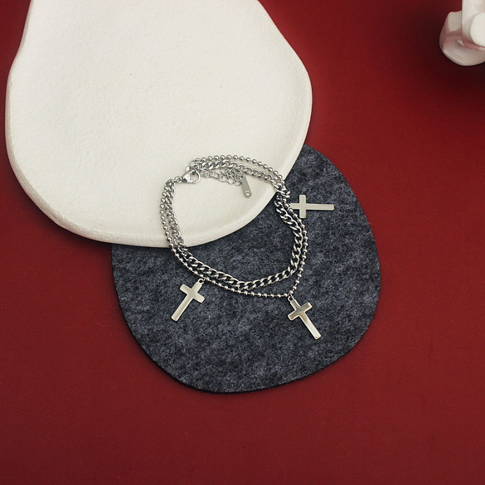 Halskette mit Kreuz-Armbändern aus Titanstahl im ethnischen Stil