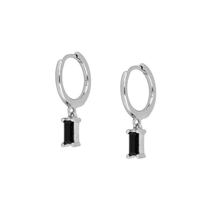 Fashion Black Zircon Geometric Round Copper Earrings