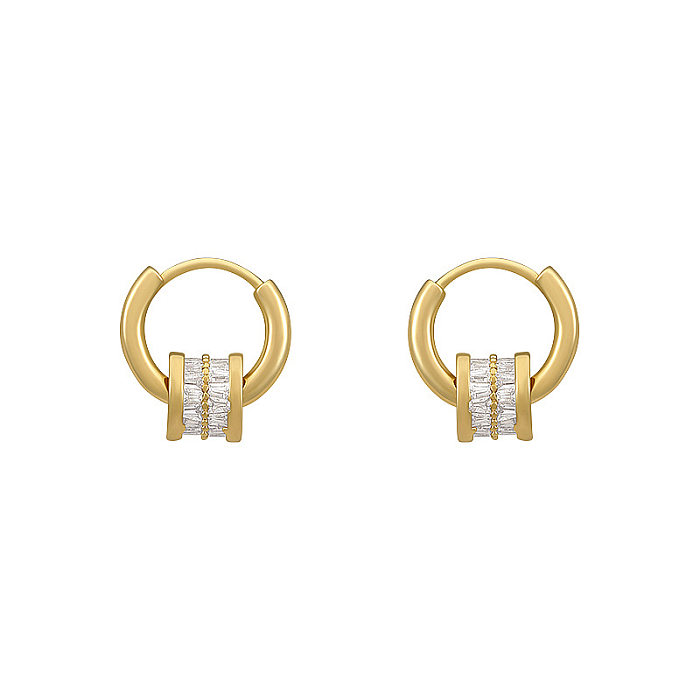1 Pair Sweet U Shape Plating Inlay Copper Zircon 14K Gold Plated Earrings