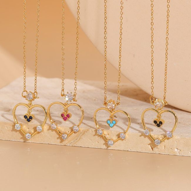 Elegante, klassische Herzform-Kupferbeschichtung mit Zirkon-Anhänger und 14-Karat-vergoldeter Anhänger-Halskette