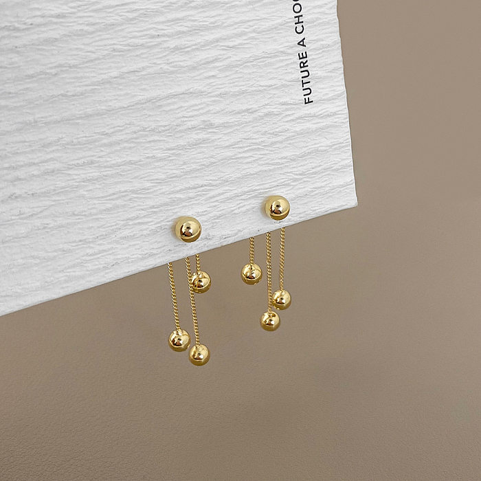 1 Pair IG Style Simple Style Round Solid Color Plating Copper Drop Earrings