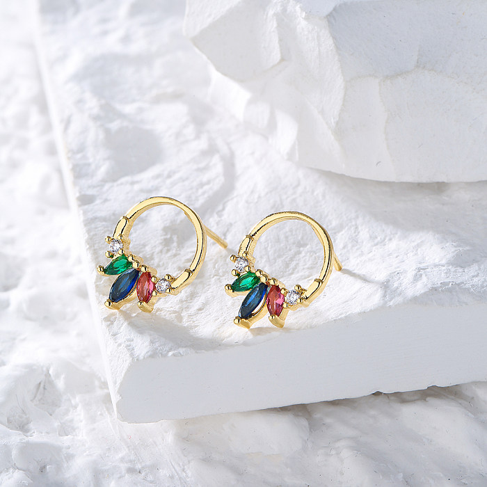 Fashion Geometric Copper Ear Studs Plating Zircon Copper Earrings