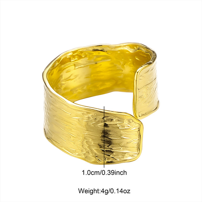 Casual Retro Solid Color Stainless Steel Irregular Wide Band Rings Open Rings
