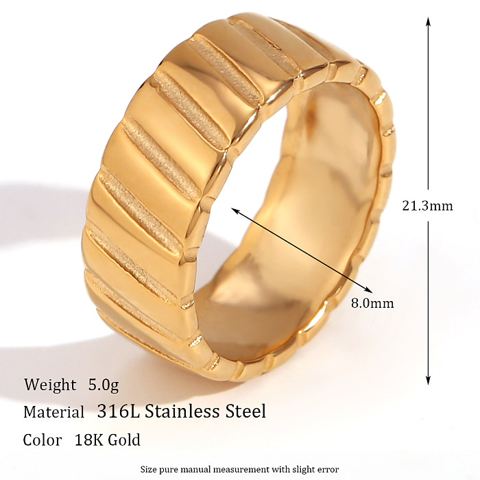 Vintage Style Simple Style Classic Style Solid Color Stainless Steel Plating 18K Gold Plated Open Rings