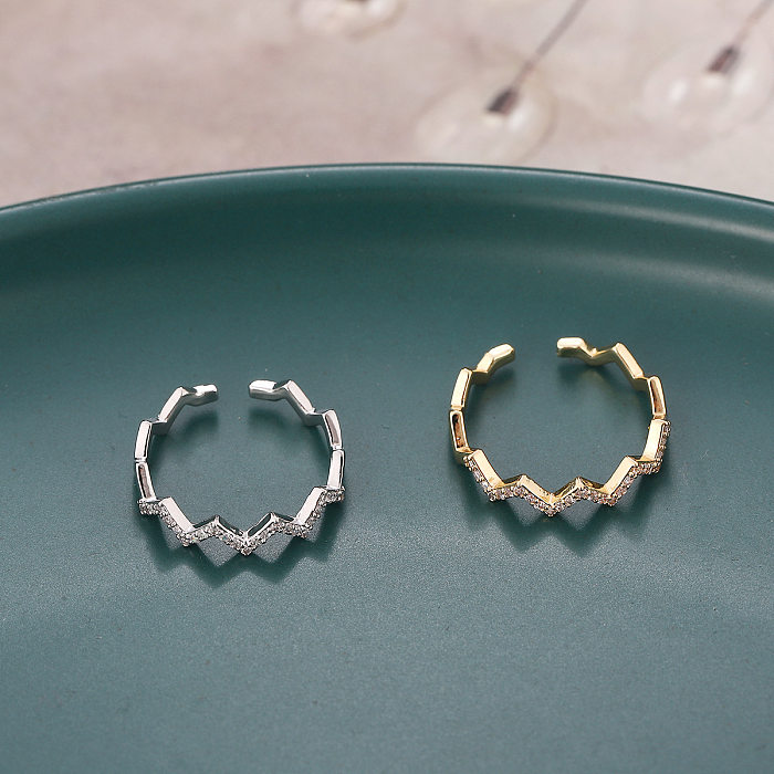 Simple Style Geometric Copper Plating Zircon Rings 1 Piece