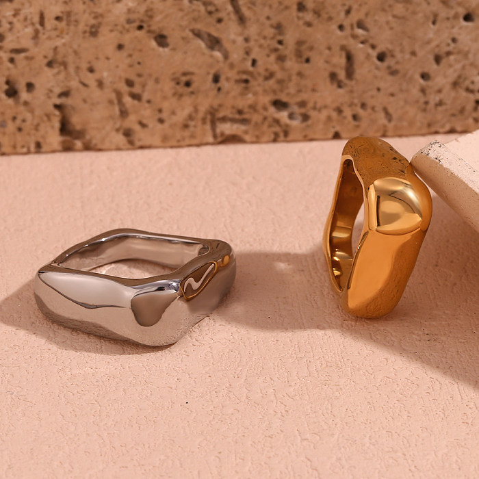 Simple Style Classic Style Solid Color Stainless Steel Plating 18K Gold Plated Rings