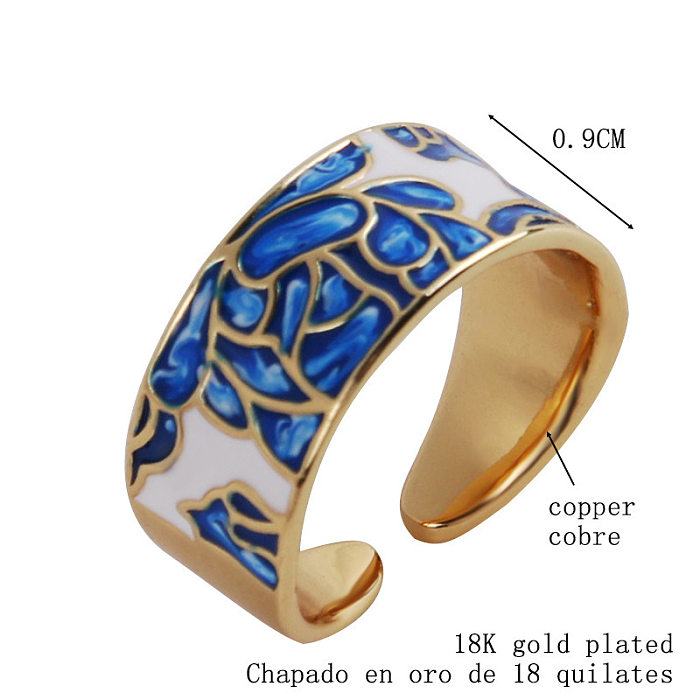 Fashion Round Copper Enamel Rings 1 Piece