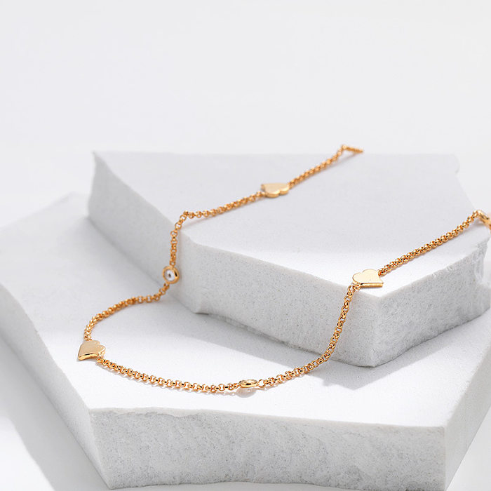 Simple Style Solid Color Copper Plating Chain Gold Plated Necklace