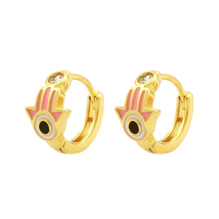 1 Pair Classic Style Devil'S Eye Plating Inlay Copper Artificial Gemstones 18K Gold Plated Earrings