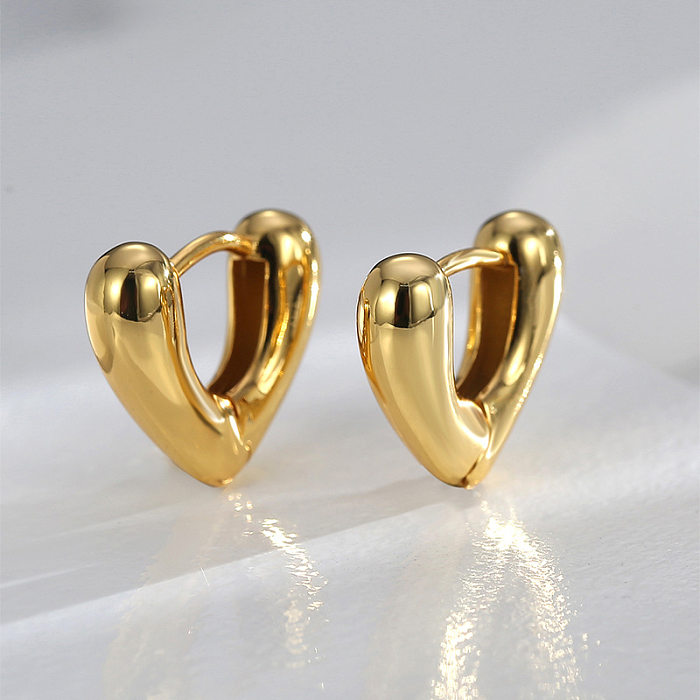 1 Pair Simple Style Heart Shape Plating Copper 18K Gold Plated Earrings