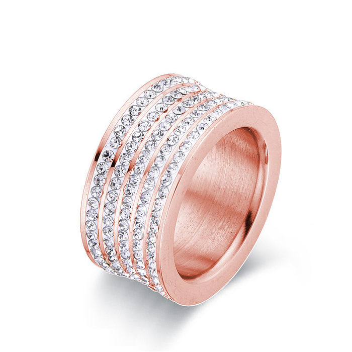 Anéis de strass embutidos redondos de aço inoxidável estilo simples 1 peça