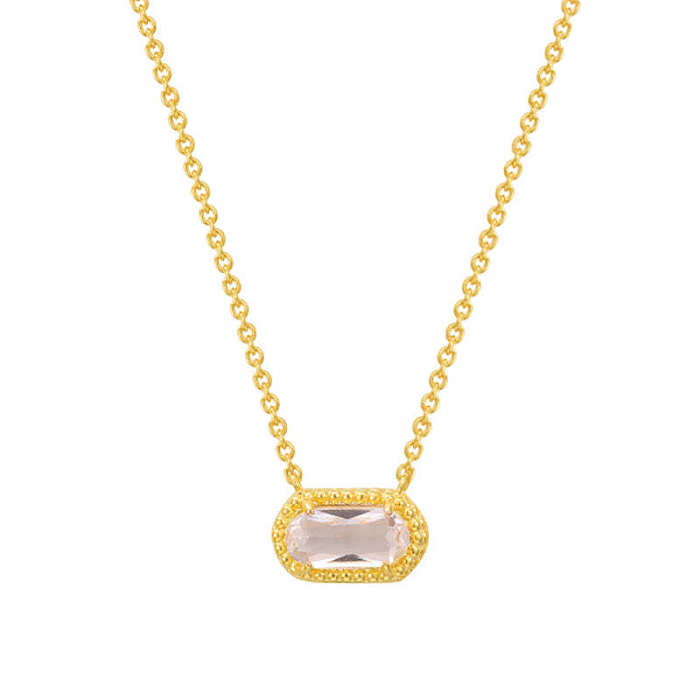 Retro Oval Verkupferung Inlay Naturstein Opal Zirkon Vergoldet Anhänger Halskette