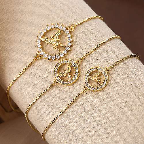Bracelets plaqués or 18 carats avec incrustation de cuivre d'ange de trajet de style simple