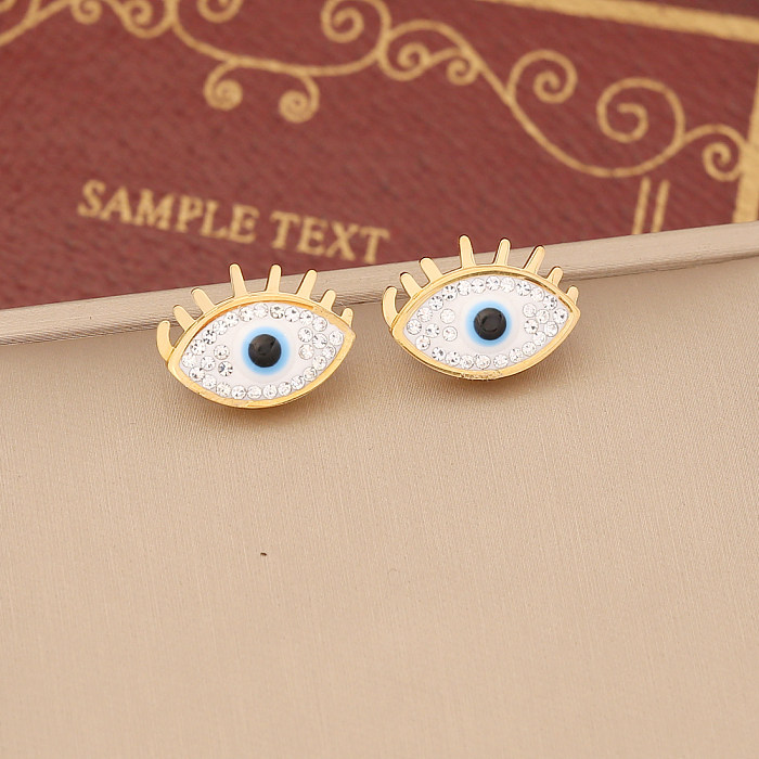 Exaggerated Punk Eye Stainless Steel Inlay Artificial Rhinestones Rings Earrings Necklace